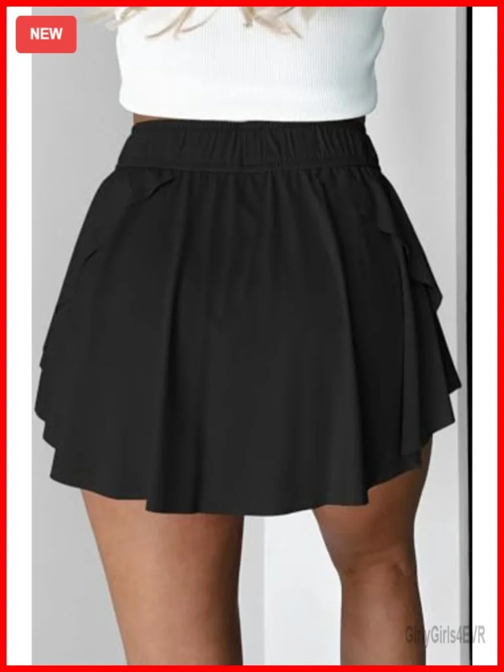 Athletic Skort with Inner Shorts High Waisted Drawstring Quick Dry Running Mini